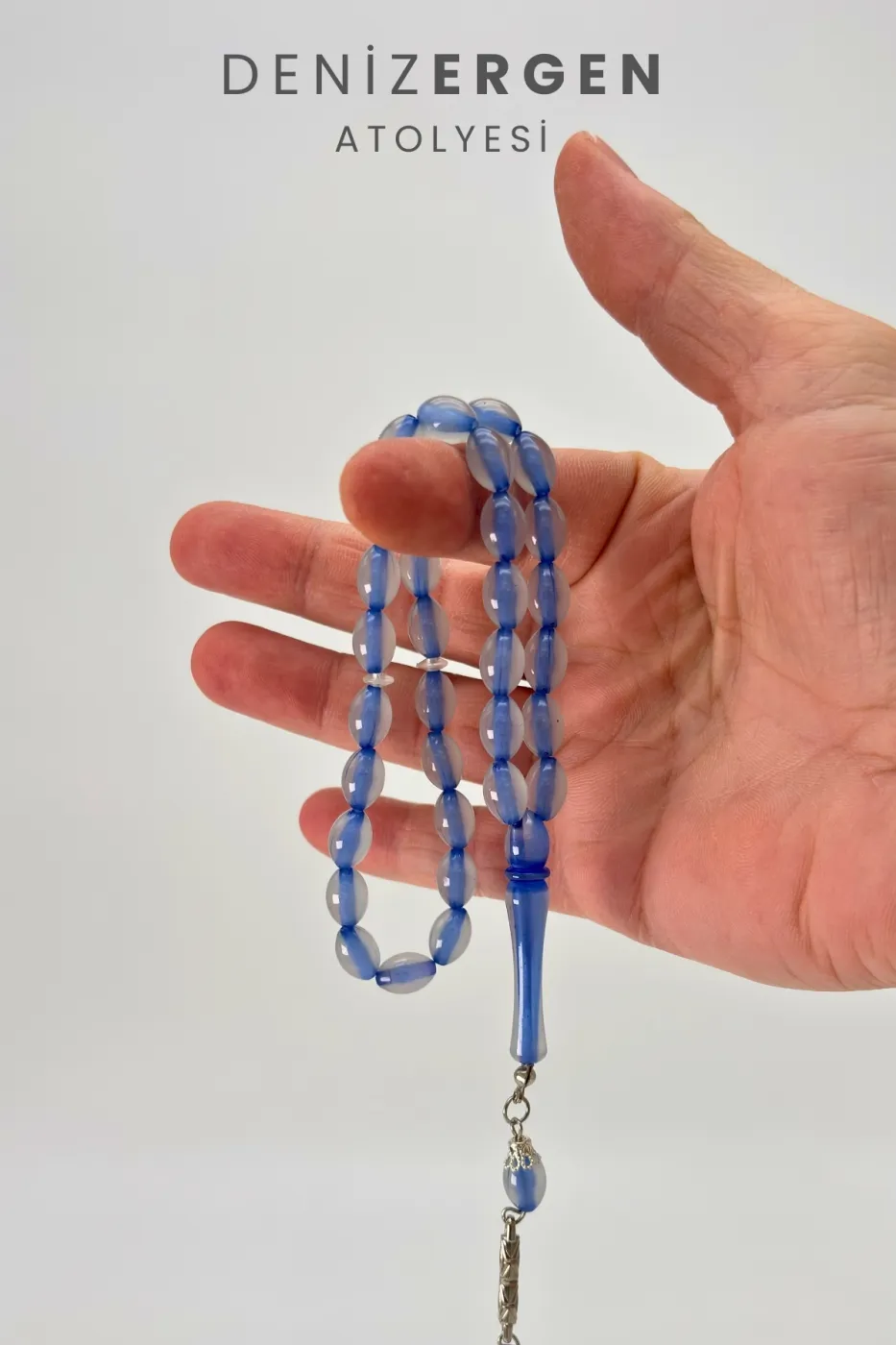 Kedi Gözü Fosforlu Karanlıkta Parlayan 33lü El Boy Küre 7 x 11 mm Arpa Kesim Tesbih