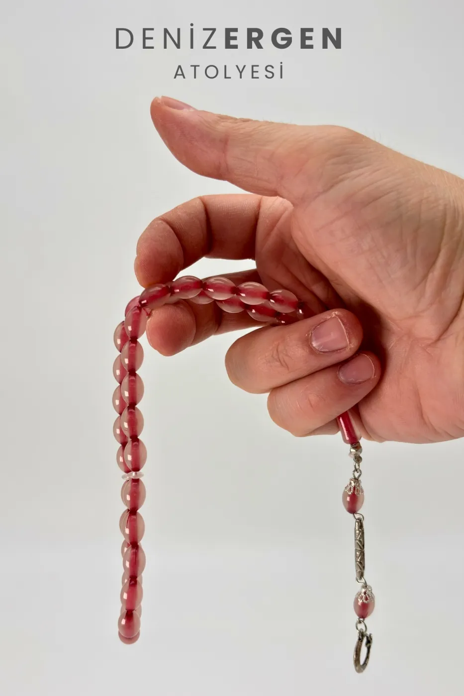 Kedi Gözü Fosforlu Karanlıkta Parlayan 33lü El Boy Küre 7 x 11 mm Arpa Kesim Tesbih