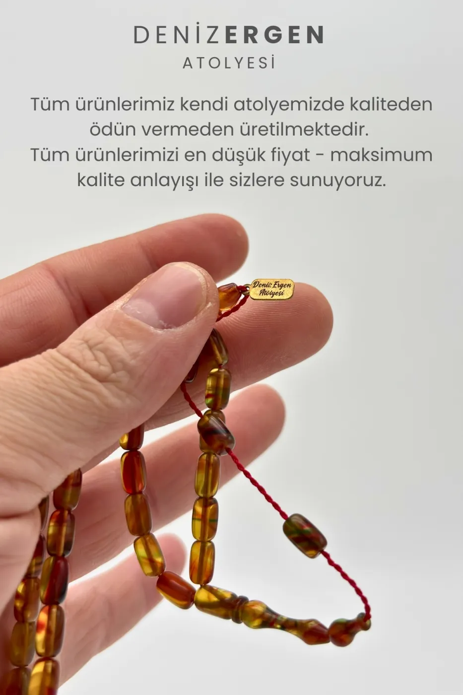 İmzalı Sıkma Kapsül Kesim Tesbih Bakalit Sistem Takımlı Erkek Hediyelik Hareli Tespih
