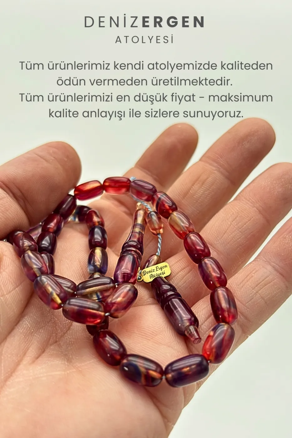 İmzalı Sıkma Kapsül Kesim Tesbih Bakalit Sistem Takımlı Erkek Hediyelik Hareli Tespih